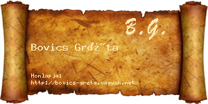 Bovics Gréta névjegykártya